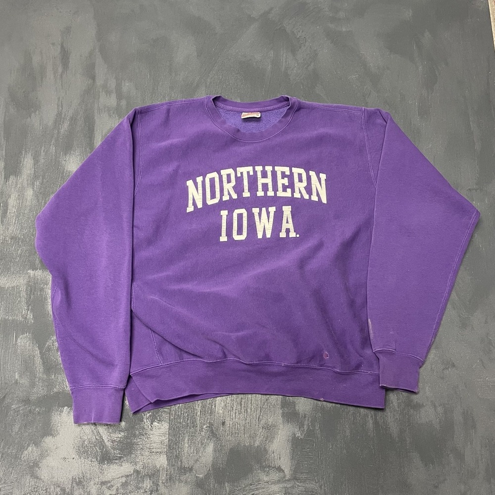 Vintage Northern Iowa Sweatshirt Men Large Purple 1990s MV Sport